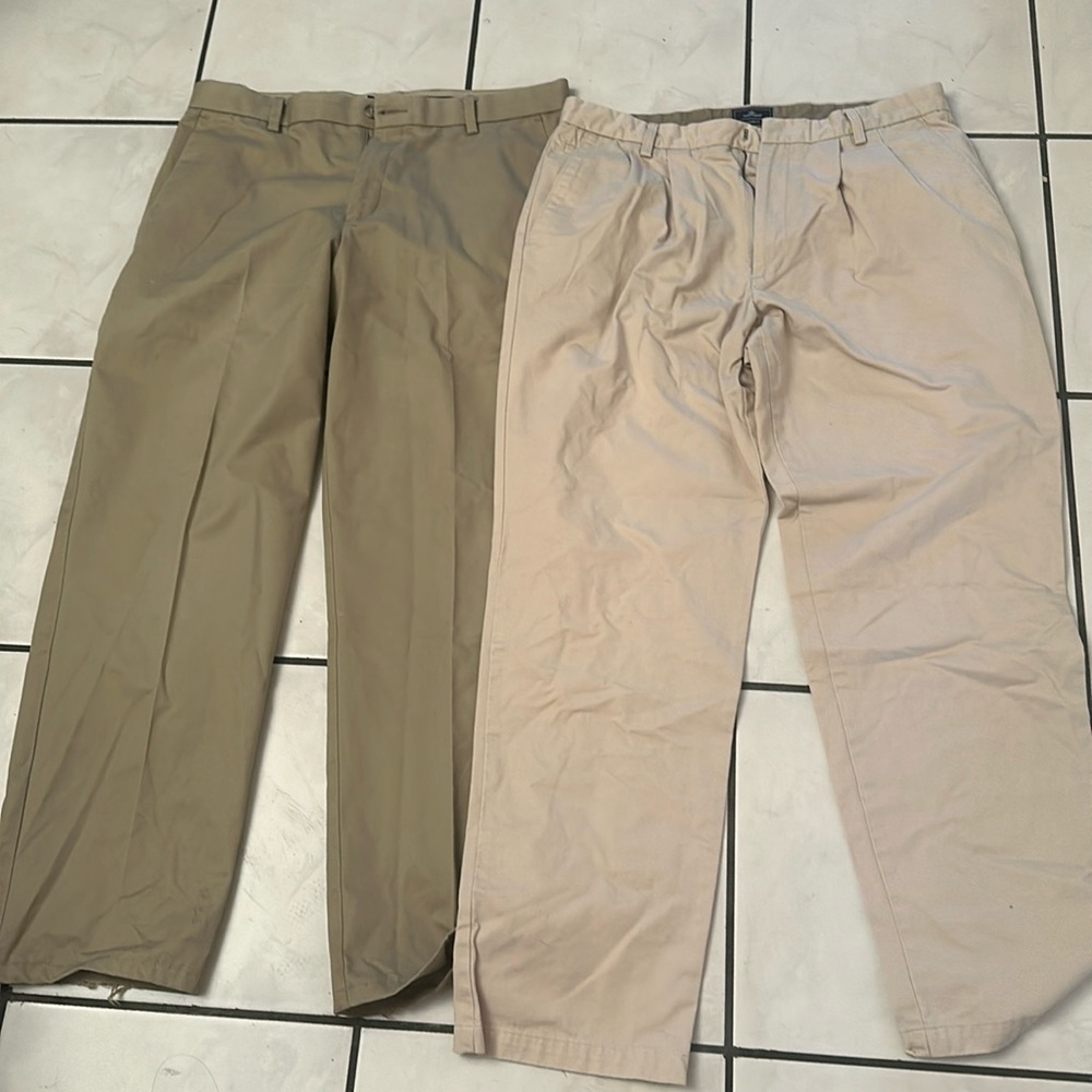 Two tan men’s slacks